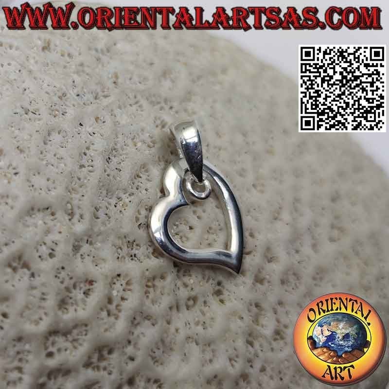 Pendentif en argent, contour d'un épais coeur lisse asymétrique (d)