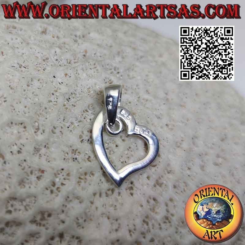 Pendentif en argent, contour d'un épais coeur lisse asymétrique (d)