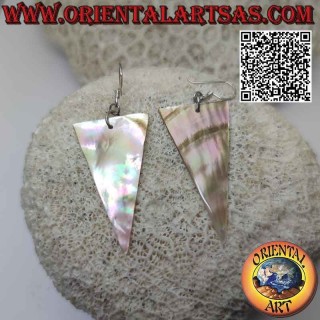 Boucles d'oreilles à levier en argent avec triangle isocèle inversé de nacre rosée