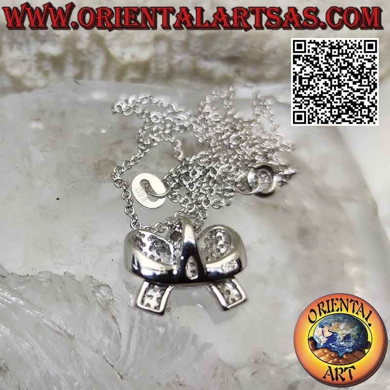 Colgante lazo de plata tachonado de circonitas completo con cadena de 45 cm