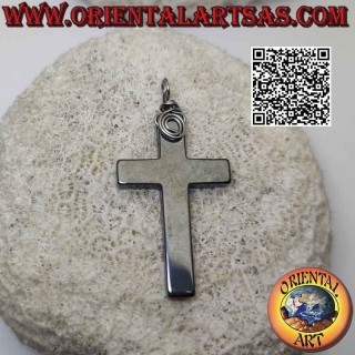 Ciondolo croce latina cristiana di ematite (42x26)