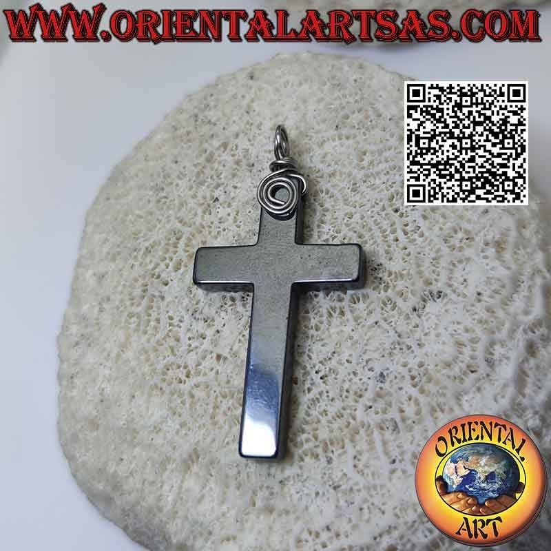 Colgante Cruz Cristiana Latina Hematites (42x26)
