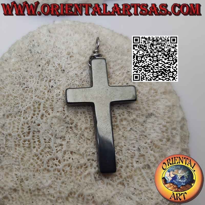 Ciondolo croce latina cristiana di ematite (42x26)