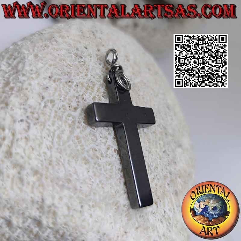 Colgante Cruz Cristiana Latina Hematites (42x26)