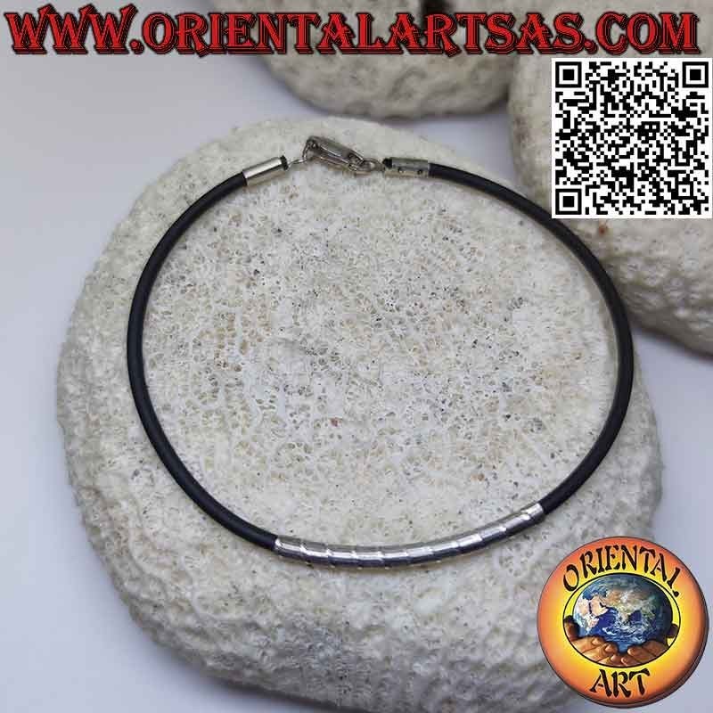 Bracciale Caucciù e Argento 925 con Inserto Centrale | Oriental Art