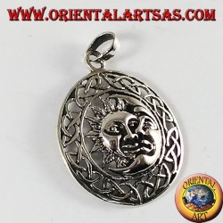 Silber Anhänger, Sonne und Mond in dem keltischen Rad