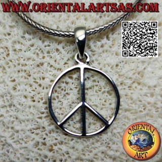 Colgante de plata en forma de símbolo de paz liso y fino (Ø 19 mm.)