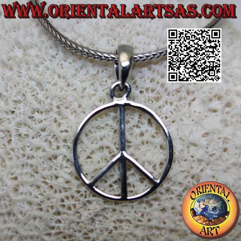 Pendentif en argent en forme de symbole de paix lisse et fin (Ø 19 mm.)