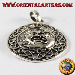 colgante de plata sol y la luna en la rueda celta