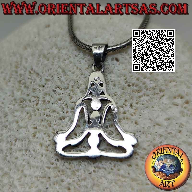 Silberner Anhänger, Buddha in Meditation (Yoga) mit den 7 freigeschalteten Chakren