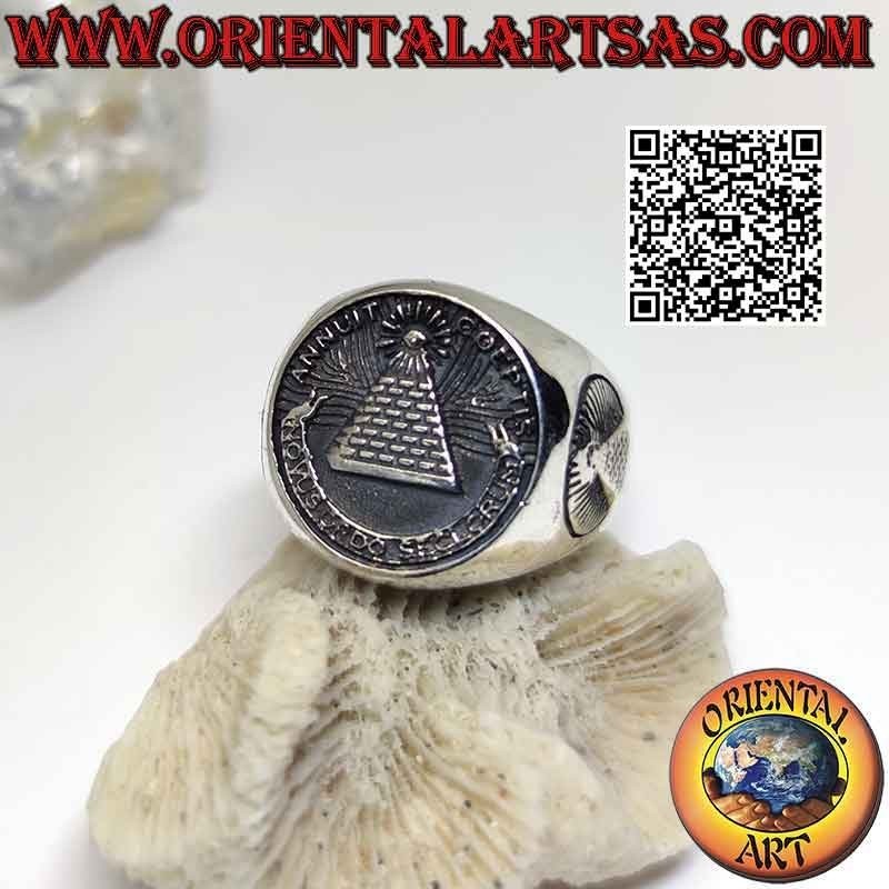 Smooth silver ring with "The Great Seal" (dollar sign) in bas-relief