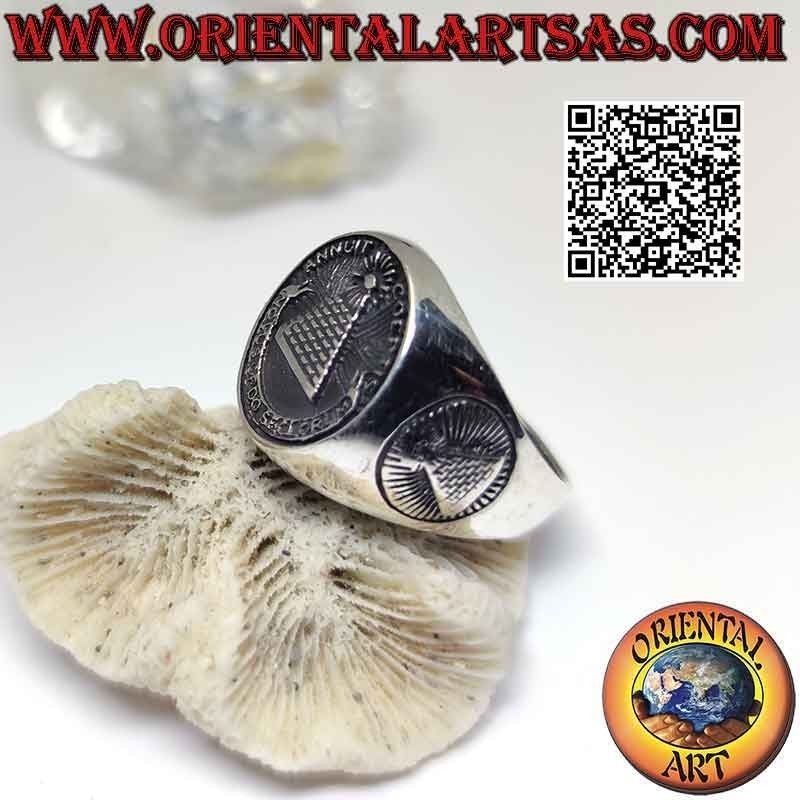 Smooth silver ring with "The Great Seal" (dollar sign) in bas-relief