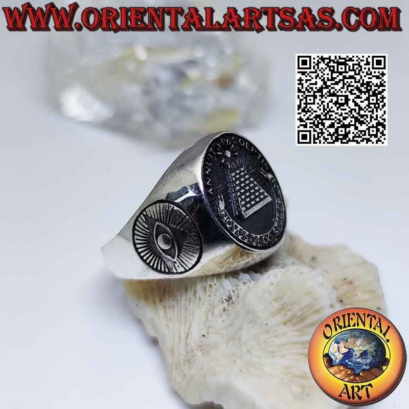 Bague en argent lisse avec "Le Grand Sceau" (signe dollar) bas-relief