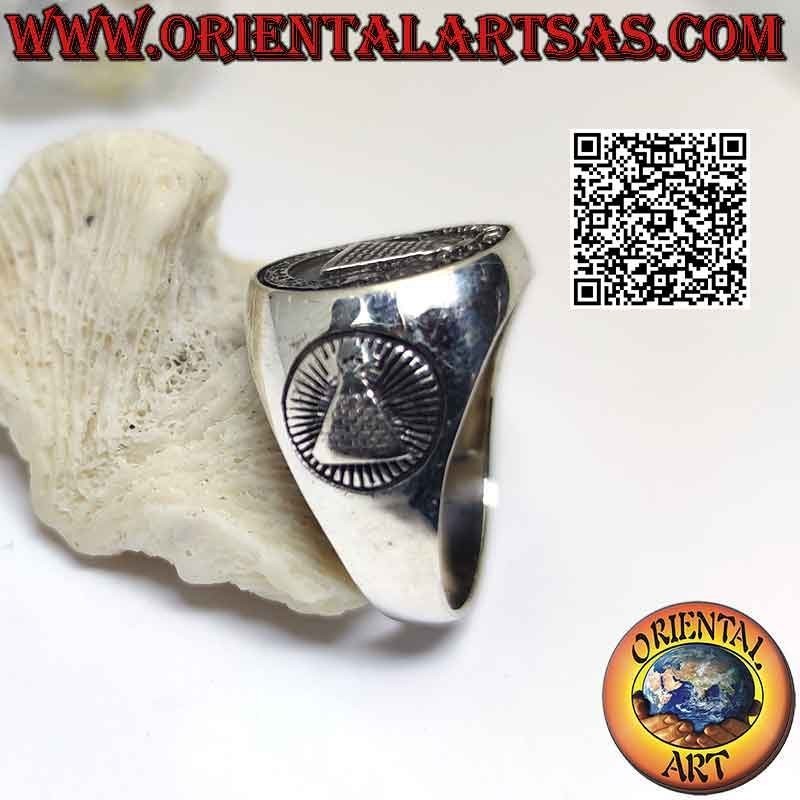 Smooth silver ring with "The Great Seal" (dollar sign) in bas-relief