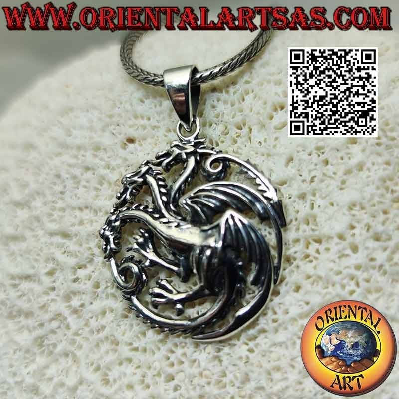 Pendentif Targaryen Double Plaque, House Of Dragon, Acier Inoxydable Argenté, Neuf