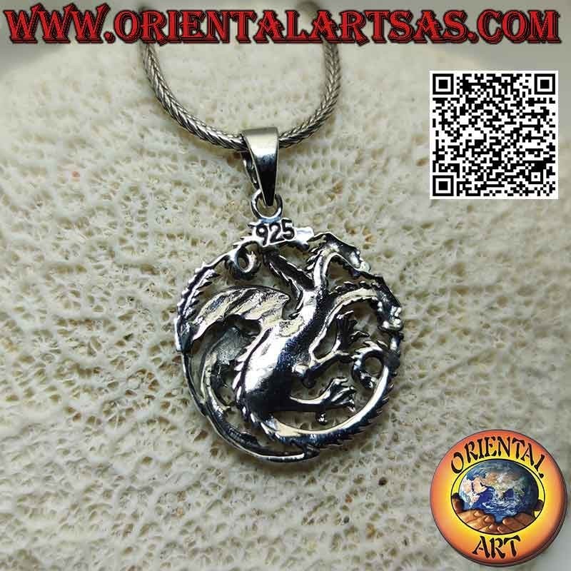 Pendentif en argent, emblème de la noble maison Targaryen (Game Of Thrones)