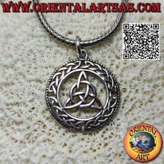 Silver pendant tyrone knot (Triquetra) in the circle of Celtic weaves