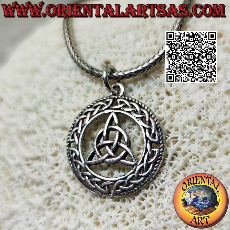 Silver pendant tyrone knot (Triquetra) in the circle of Celtic weaves