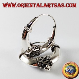 Orecchini Cerchio Pirata Mezzaluna Argento 925 Medi - Gioiello Etnico Oriental Art