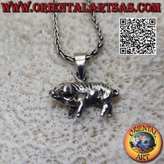Pendentif en argent en forme de cochon (tridimensionnel)