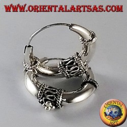 Silver earrings medium decorated crescent circle