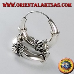 Silver earrings medium decorated crescent circle