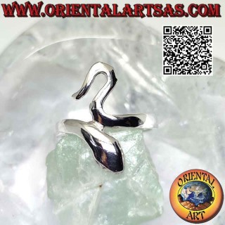 Anillo de plata con forma de serpiente lisa en movimiento sinuoso (una vuelta)