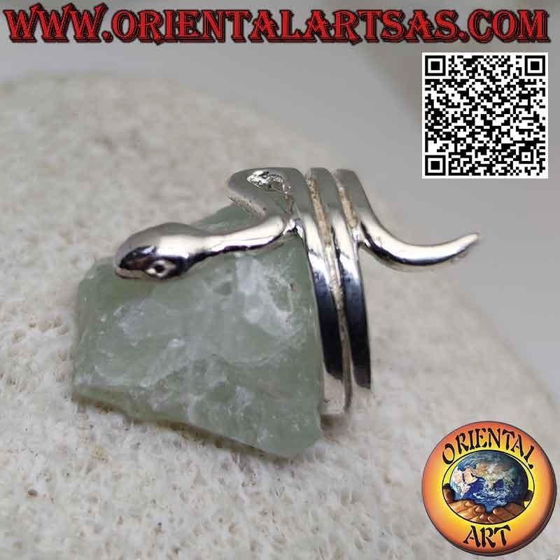 Anillo de plata con forma de serpiente lisa en movimiento sinuoso (tres vueltas)
