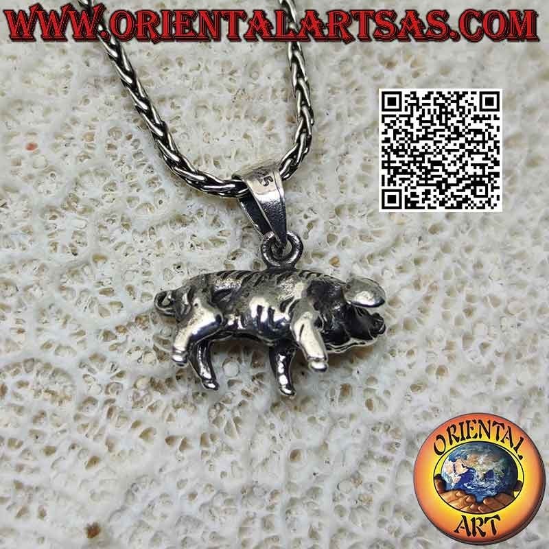 Pendentif en argent en forme de cochon (tridimensionnel)