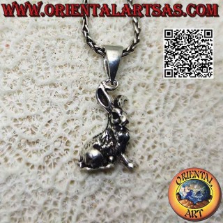 Pendentif en argent en forme de lapin de profil