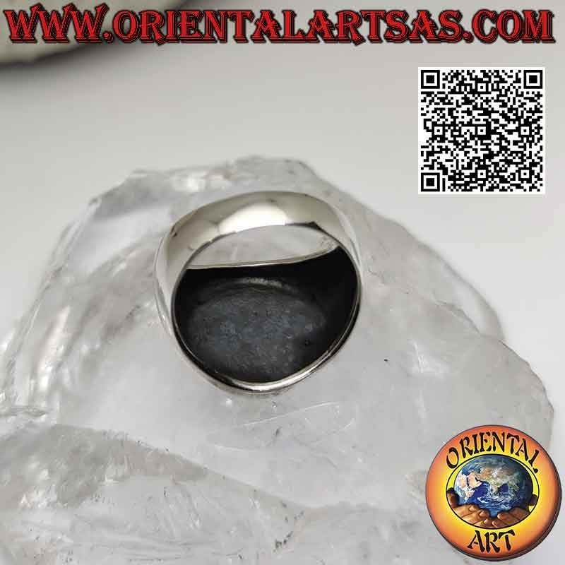 Anillo de plata lisa con sello o medalla de San Benito de Nursia