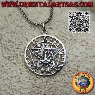Colgante Tetragrámaton de plata (Estrella Microcósmica o Talismán con Pentagrama) grande
