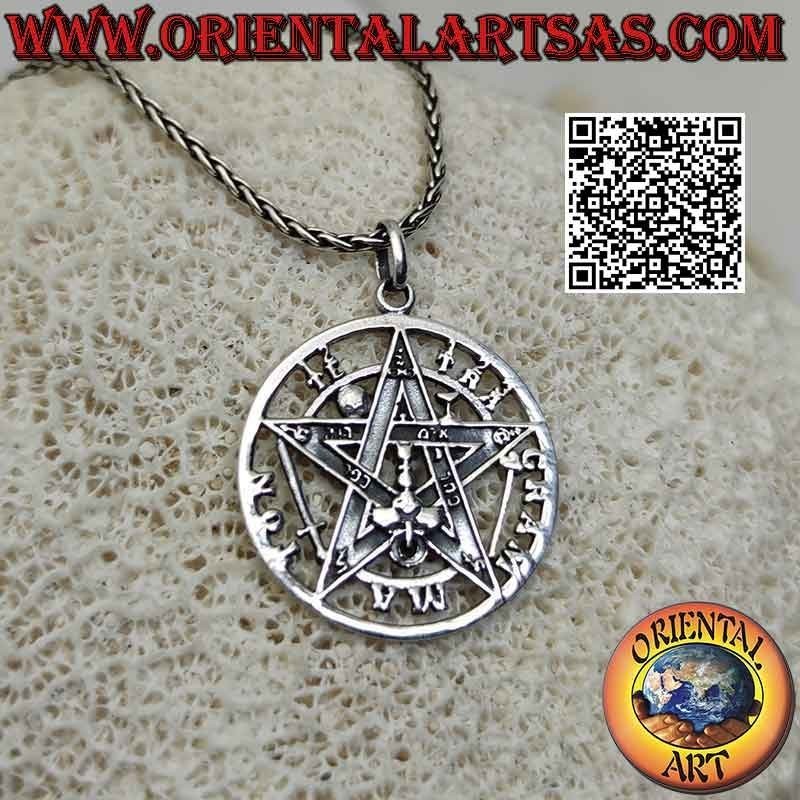 Tetragrammaton silver pendant (Microcosmic Star or Talisman with Pentagram) large