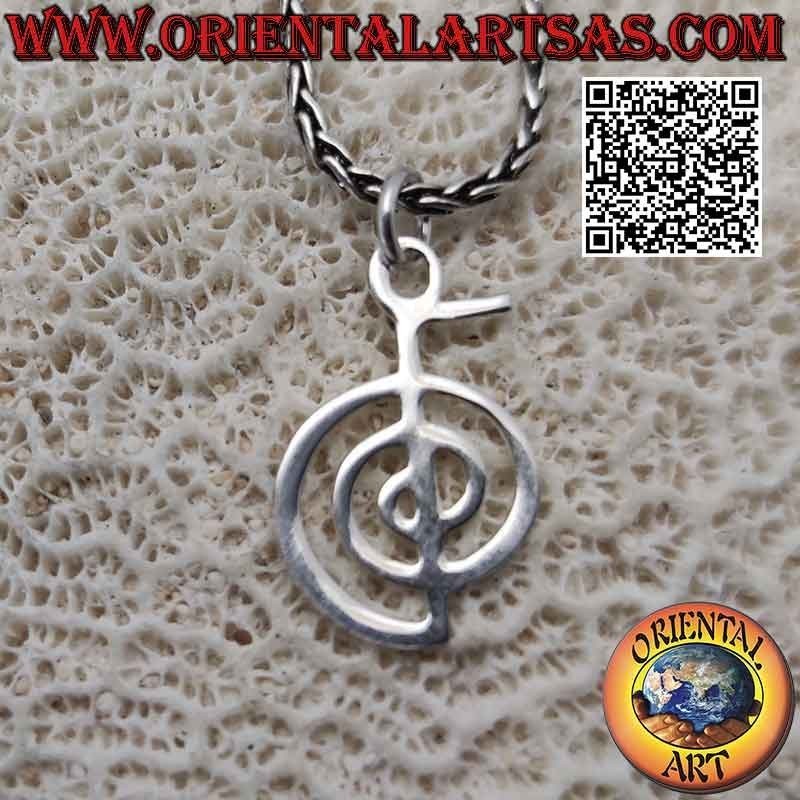 Pendentif en argent, Cho Ku Rei (premier symbole du système Reiki d'Usui, symbole de pouvoir) petit