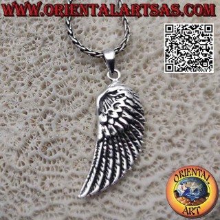Pendentif en argent, aile d'ange avec plumes en relief