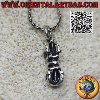 Ciondolo in argento a forma di vajra o dorje tibetano (spesso)