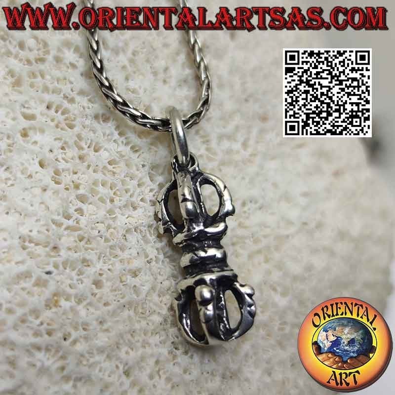Colgante de plata en forma de vajra o dorje tibetano (grueso)