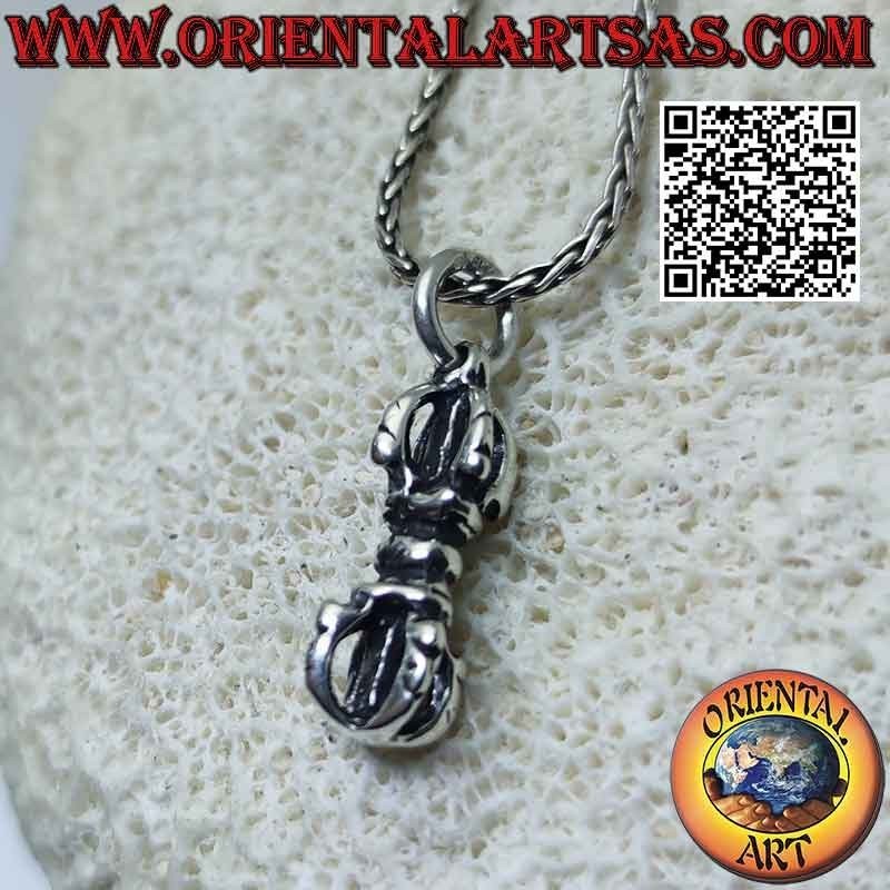 Silver pendant in the shape of a vajra or Tibetan dorje (thick)
