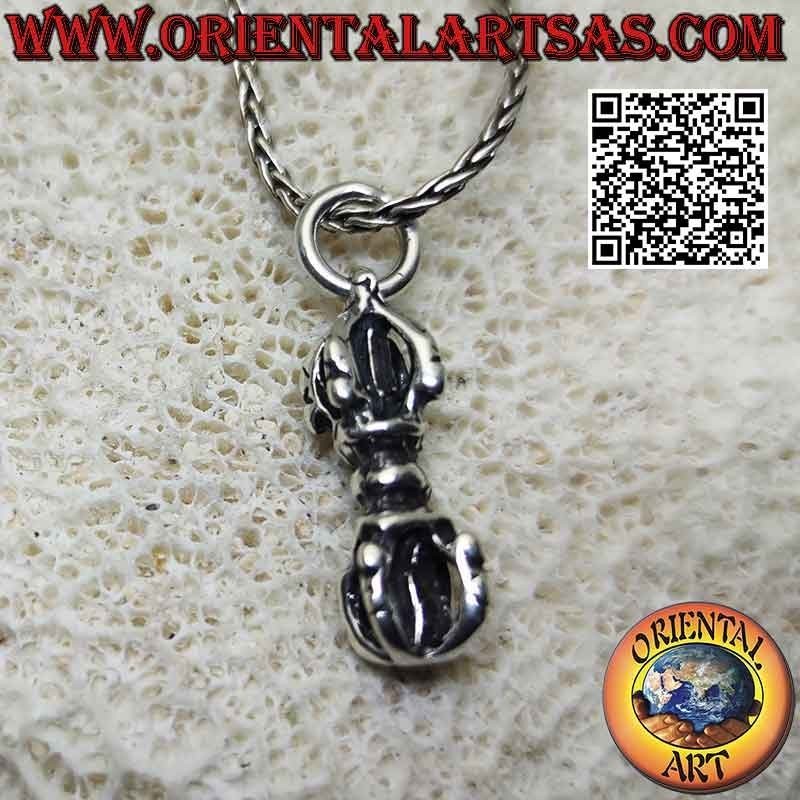 Colgante de plata en forma de vajra o dorje tibetano (grueso)