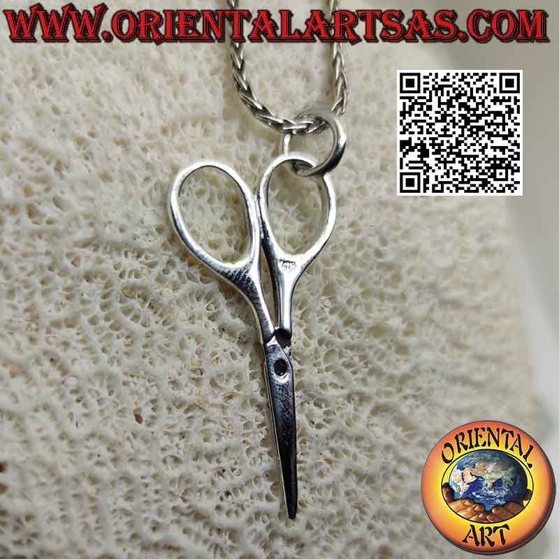 Pendentif ciseaux argent lisse (grand)