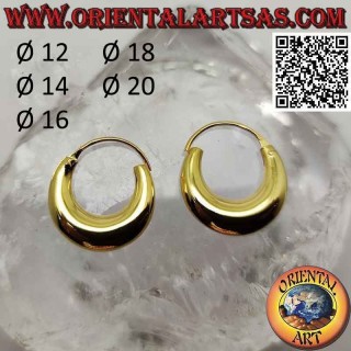 Orecchini in argento, cerchi a mezzaluna lisci placcati oro da 14 mm a 20 mm (classica)