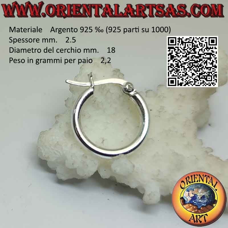 Boucles d'oreilles en argent, simples cercles lisses de 2,5 mm d'épaisseur (levier)