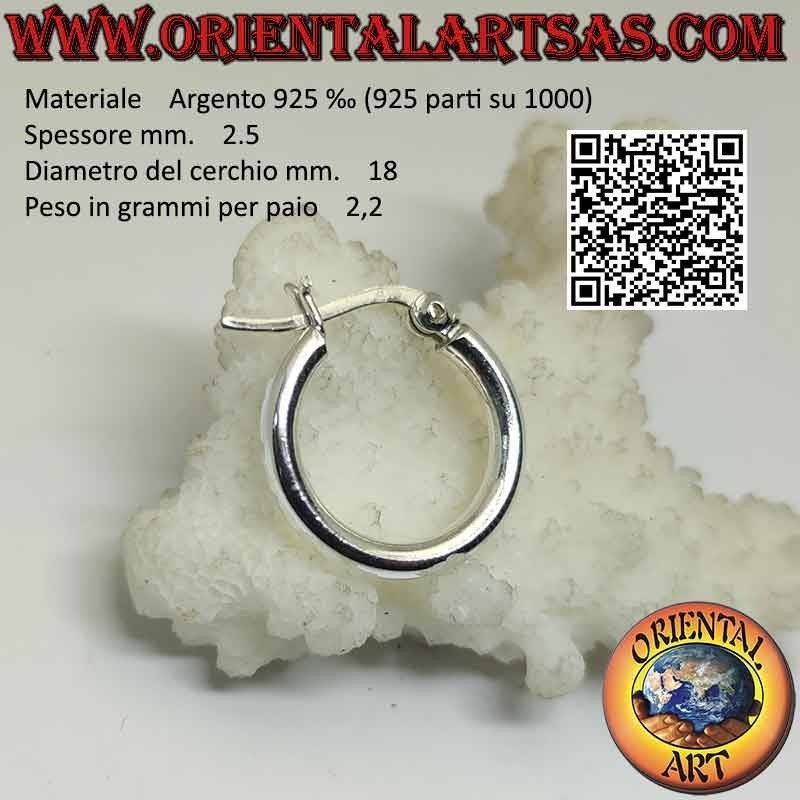 Silver earrings, simple smooth 2.5mm thick circles (lever)