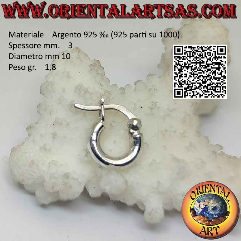 Orecchini in argento, cerchi lisci semplici da 3 mm di spessore (leva)
