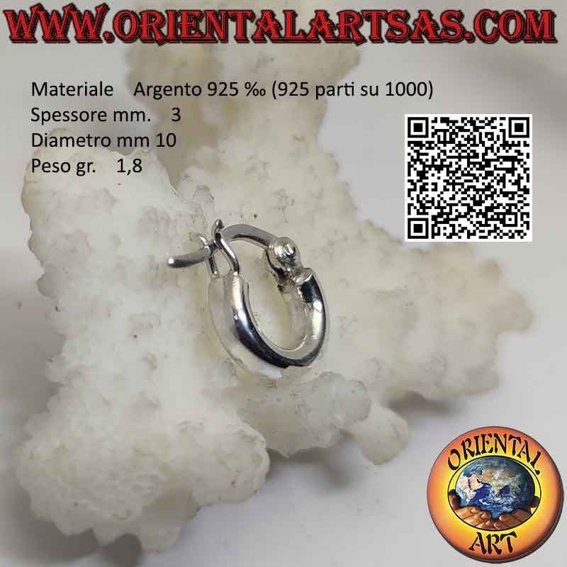 Boucles d'oreilles en argent, cercles lisses unis de 3 mm d'épaisseur (levier)