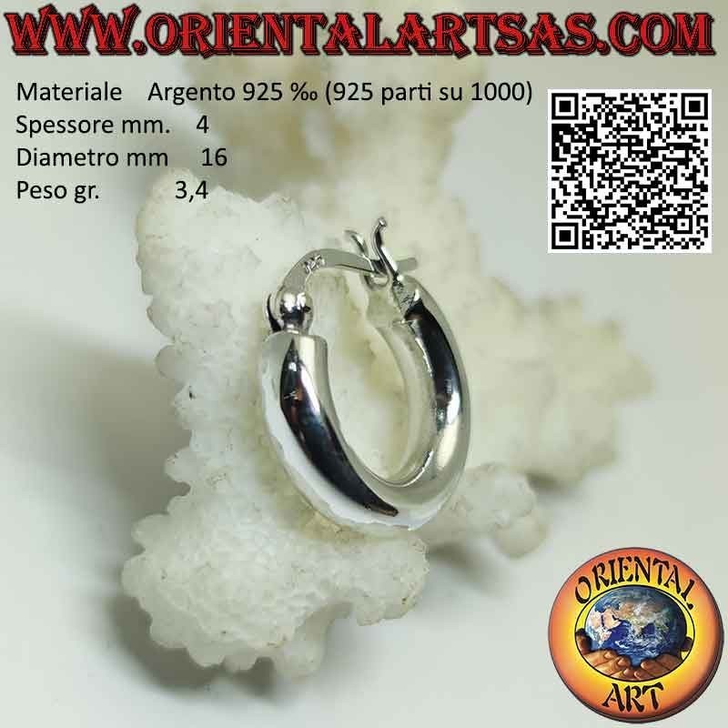 Pendientes de plata, círculos lisos lisos de 4 mm de grosor (palanca)