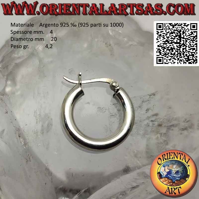 Silberohrringe, glatte glatte 4 mm dicke Kreise (Hebel)