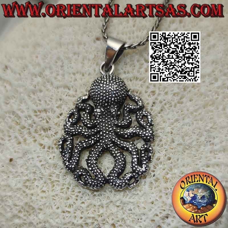 Silberanhänger, Oktopus (Krake) oder gepunkteter Oktopus (groß)