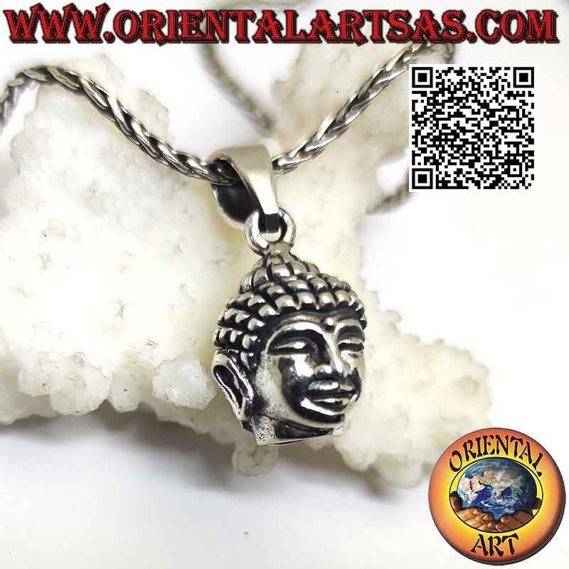 Colgante de plata en forma de cabeza de Buda radiante (grande)