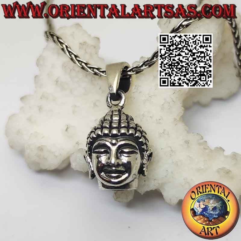 Silver pendant in the shape of a radiant Buddha head (large)